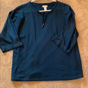 Chico’s sweat shirt with front pockets.